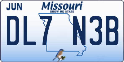 MO license plate DL7N3B