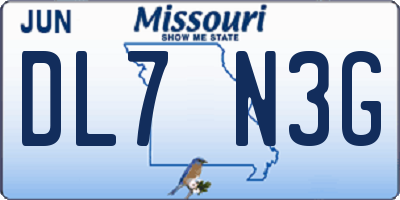 MO license plate DL7N3G