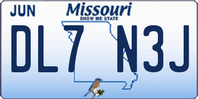 MO license plate DL7N3J