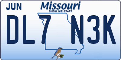 MO license plate DL7N3K