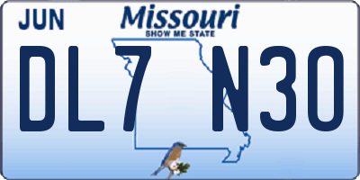MO license plate DL7N3O