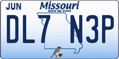 MO license plate DL7N3P