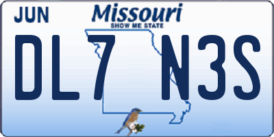 MO license plate DL7N3S