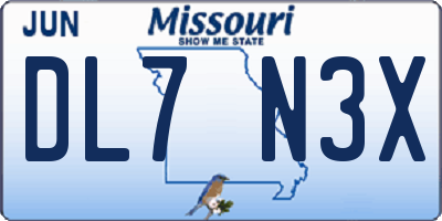 MO license plate DL7N3X