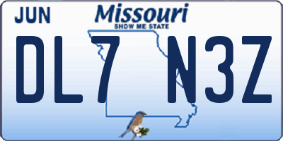 MO license plate DL7N3Z