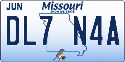 MO license plate DL7N4A
