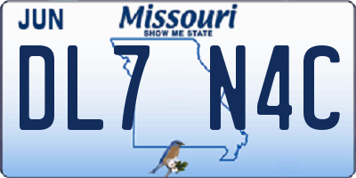 MO license plate DL7N4C
