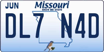 MO license plate DL7N4D
