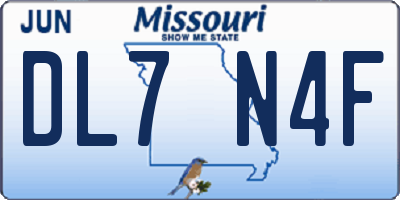 MO license plate DL7N4F