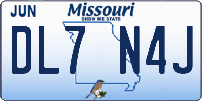 MO license plate DL7N4J