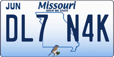 MO license plate DL7N4K