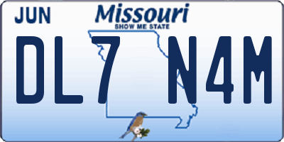 MO license plate DL7N4M