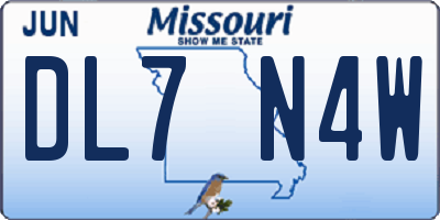 MO license plate DL7N4W