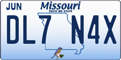 MO license plate DL7N4X