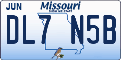 MO license plate DL7N5B