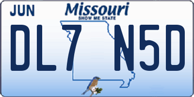 MO license plate DL7N5D