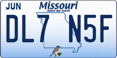 MO license plate DL7N5F