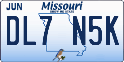 MO license plate DL7N5K