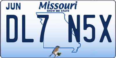 MO license plate DL7N5X