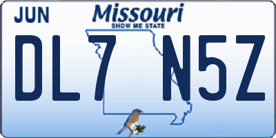 MO license plate DL7N5Z
