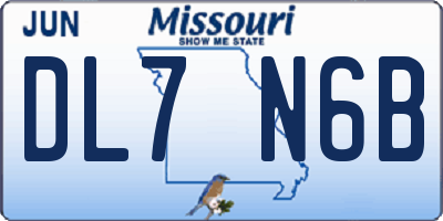 MO license plate DL7N6B