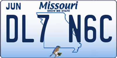 MO license plate DL7N6C