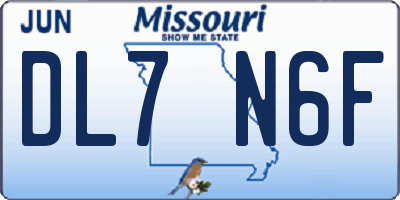 MO license plate DL7N6F