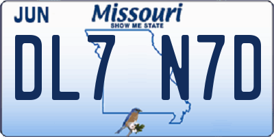 MO license plate DL7N7D