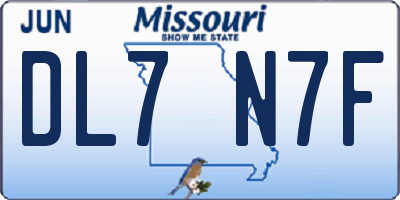 MO license plate DL7N7F
