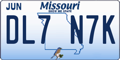 MO license plate DL7N7K