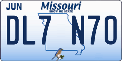 MO license plate DL7N7O