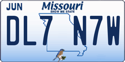MO license plate DL7N7W