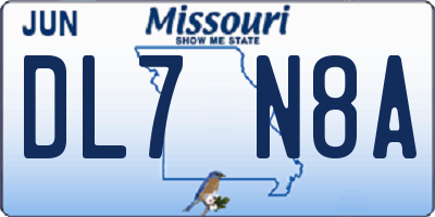 MO license plate DL7N8A