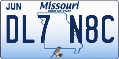 MO license plate DL7N8C