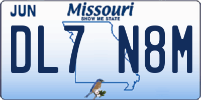 MO license plate DL7N8M
