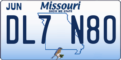 MO license plate DL7N8O