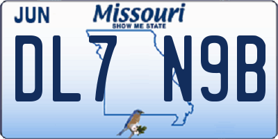 MO license plate DL7N9B