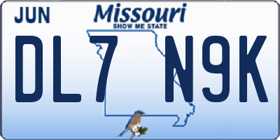 MO license plate DL7N9K