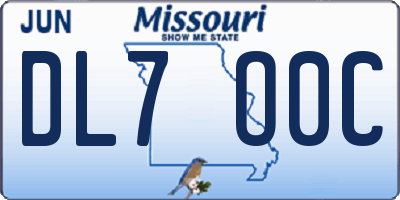 MO license plate DL7O0C