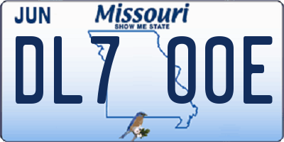 MO license plate DL7O0E