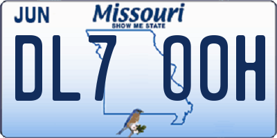 MO license plate DL7O0H