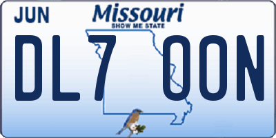 MO license plate DL7O0N