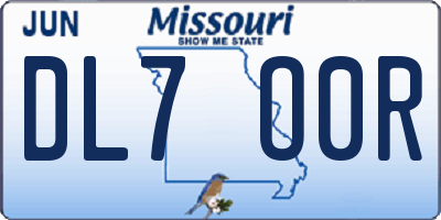 MO license plate DL7O0R