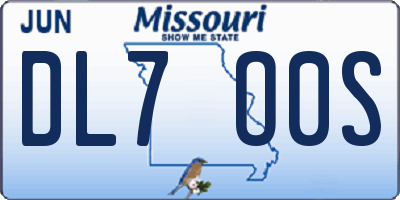 MO license plate DL7O0S
