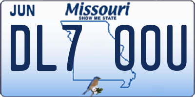 MO license plate DL7O0U