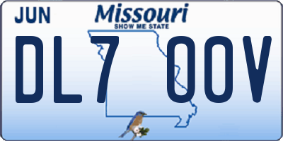 MO license plate DL7O0V