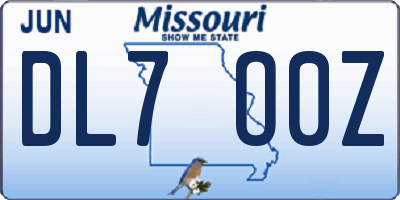 MO license plate DL7O0Z