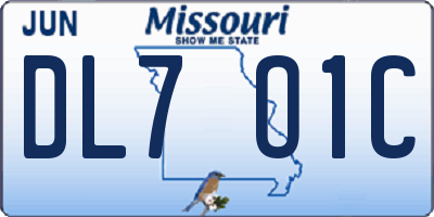 MO license plate DL7O1C