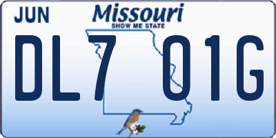 MO license plate DL7O1G
