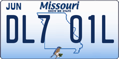 MO license plate DL7O1L